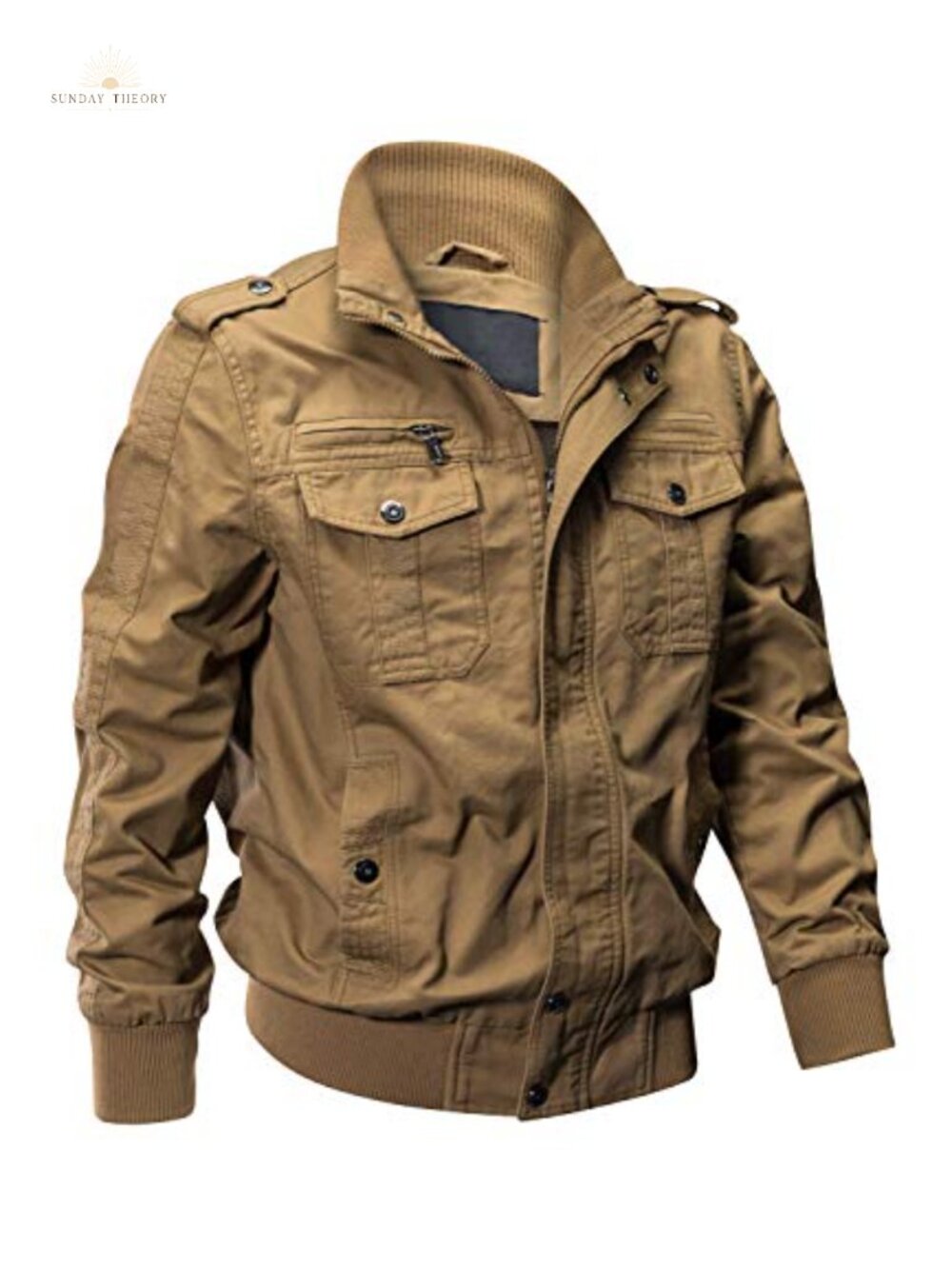 Men's Cotton Military Flight Jacket Multi Pocket Workwear Lightweight